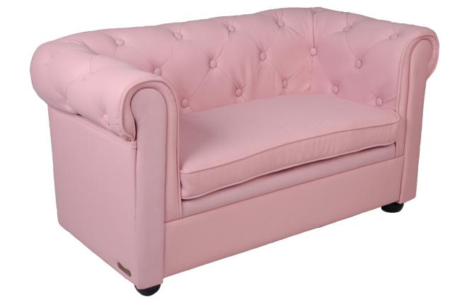 Canap&eacute; enfant 2 places rose tendre  -  BABY CHESTERFIELD
