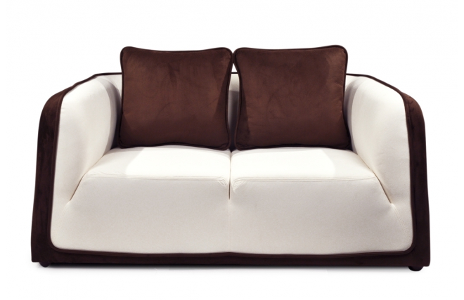 Canap&eacute; moderne chocolat et blanc 2 places en microfibre Italia
