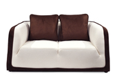 Canap&eacute; moderne chocolat et blanc 2 places en microfibre Italia