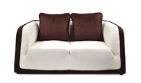 Canap&eacute; moderne chocolat et blanc 2 places en microfibre Italia