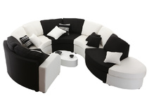Canap&eacute; modulable arrondi 10 places noir et blanc up to you