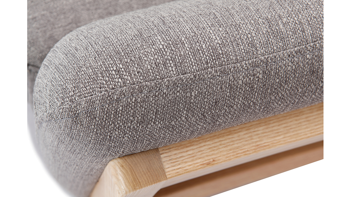 Canap scandinave 3 places en tissu gris et bois clair YOKO