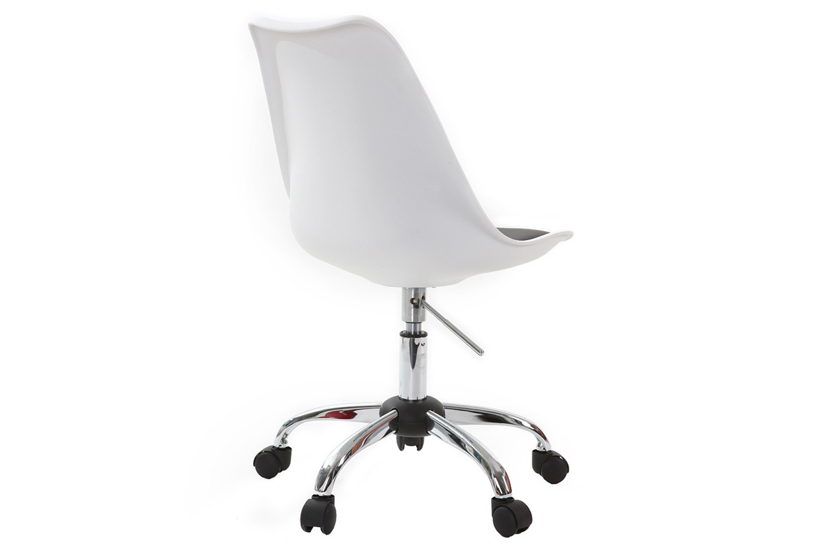 Chaise &agrave; roulettes NEW STEEVY r&eacute;glable en hauteur blanc image 1