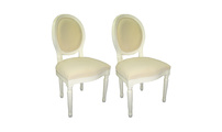 Chaise baroque salle &agrave; manger blanc MEDAILLON (lot de 2)
