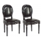 Chaise baroque salle &agrave; manger noir MEDAILLON (lot de 2)
