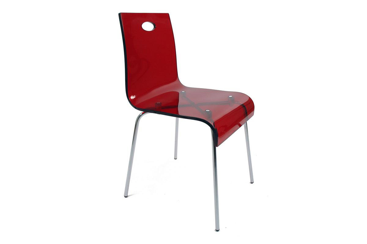 Chaise cuisine / salle &agrave; manger design Cindy rouge transparente image 1