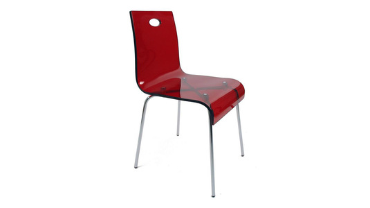 Chaise cuisine / salle &agrave; manger design Cindy rouge transparente image 1