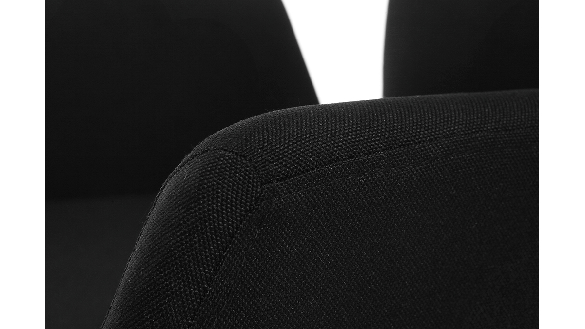 Chaise de bureau  roulettes en tissu noir et acier chrom ARIEL