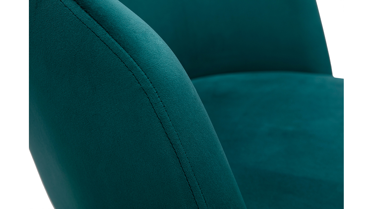 Chaise de bureau  roulettes en tissu velours bleu ptrole et mtal noir VANITY