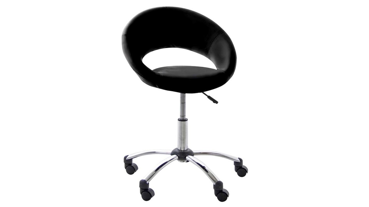 Chaise de bureau design noir  roulettes PINTO