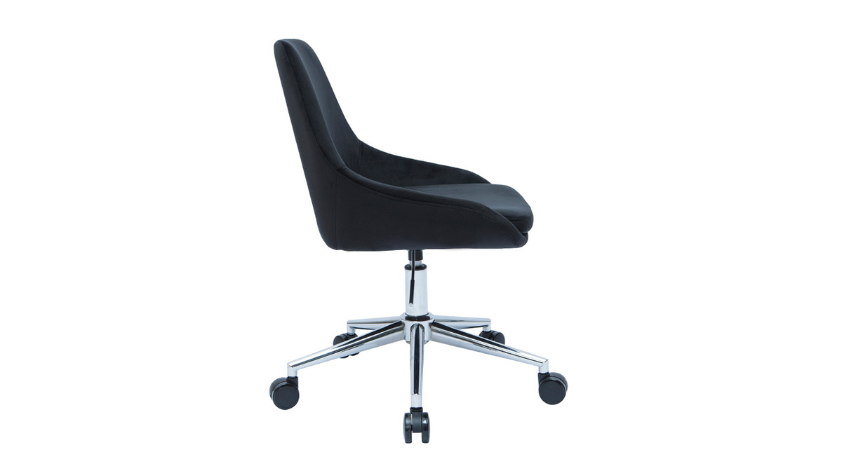 Chaise de bureau design rglable en tissu velours noir et acier chrom 360 HOLO