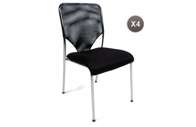 Chaise de bureau / visiteur en r&eacute;sille TOMMY (lot de 4)