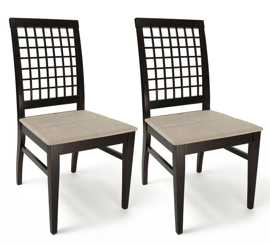 Chaise de cuisine / salle &agrave; manger en bois weng&eacute; KORINA (lot de 2) 