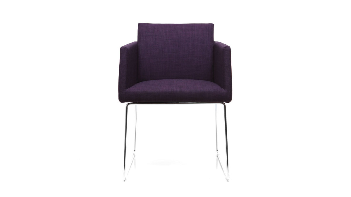 Chaise design en tissu violet et acier chrom NEORA