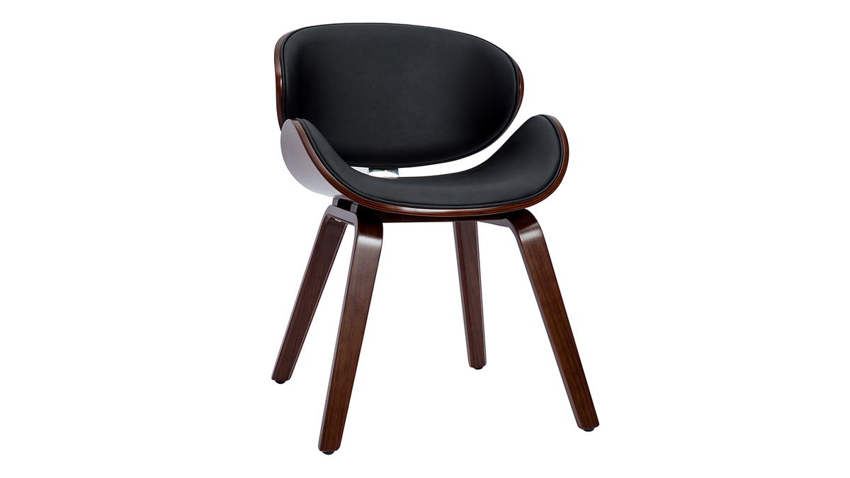 Chaise design noir et bois fonc noyer WALNUT