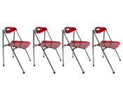 Chaise design plexiglas rouge pliante JULIE (lot de 4)