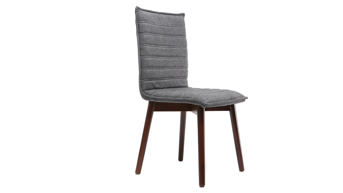 Chaise design tissu gris anthracite pieds bois fonc (lot de 2) IZAL