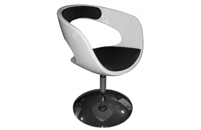 Chaise / fauteuil design r&eacute;tro blanc et noir GROOVY