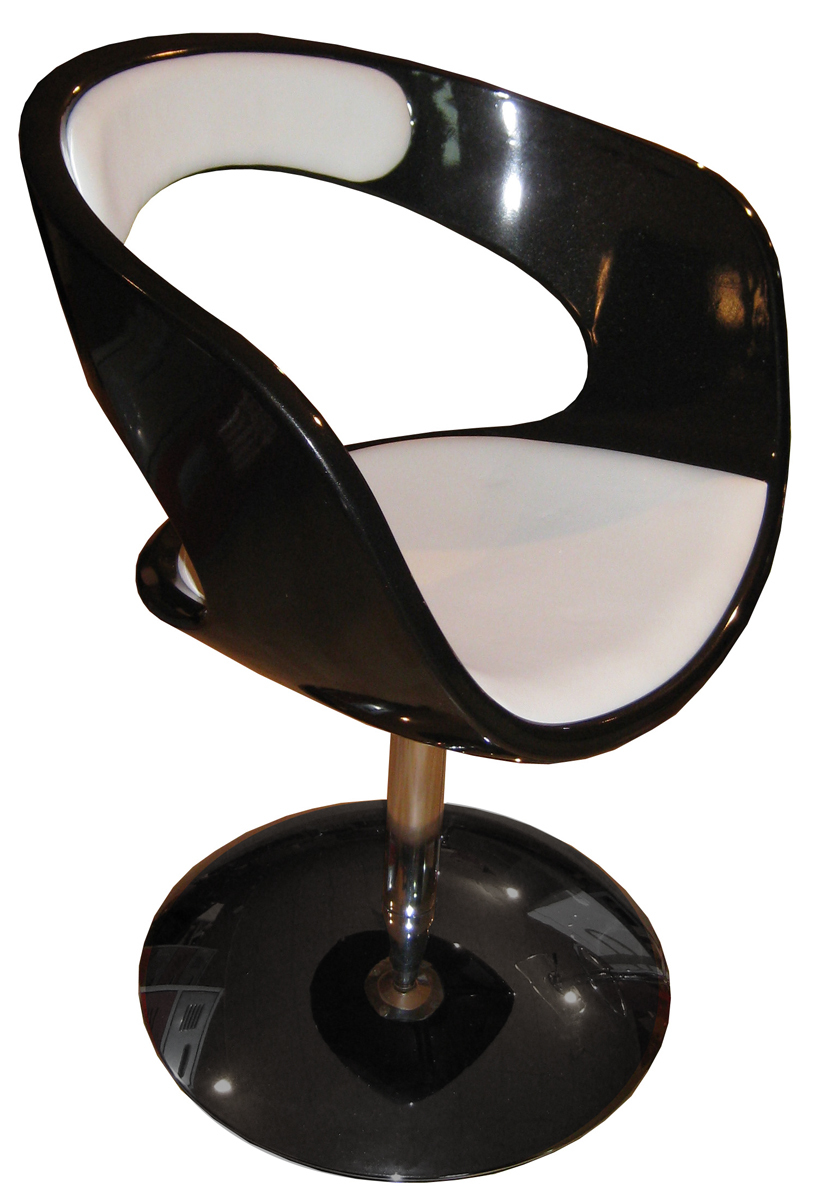 Chaise / fauteuil design r&eacute;tro noir et blanc GROOVY
