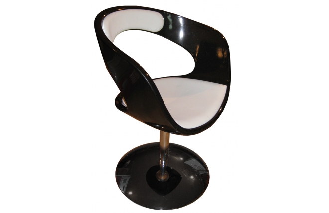 Chaise / fauteuil design r&eacute;tro noir et blanc GROOVY