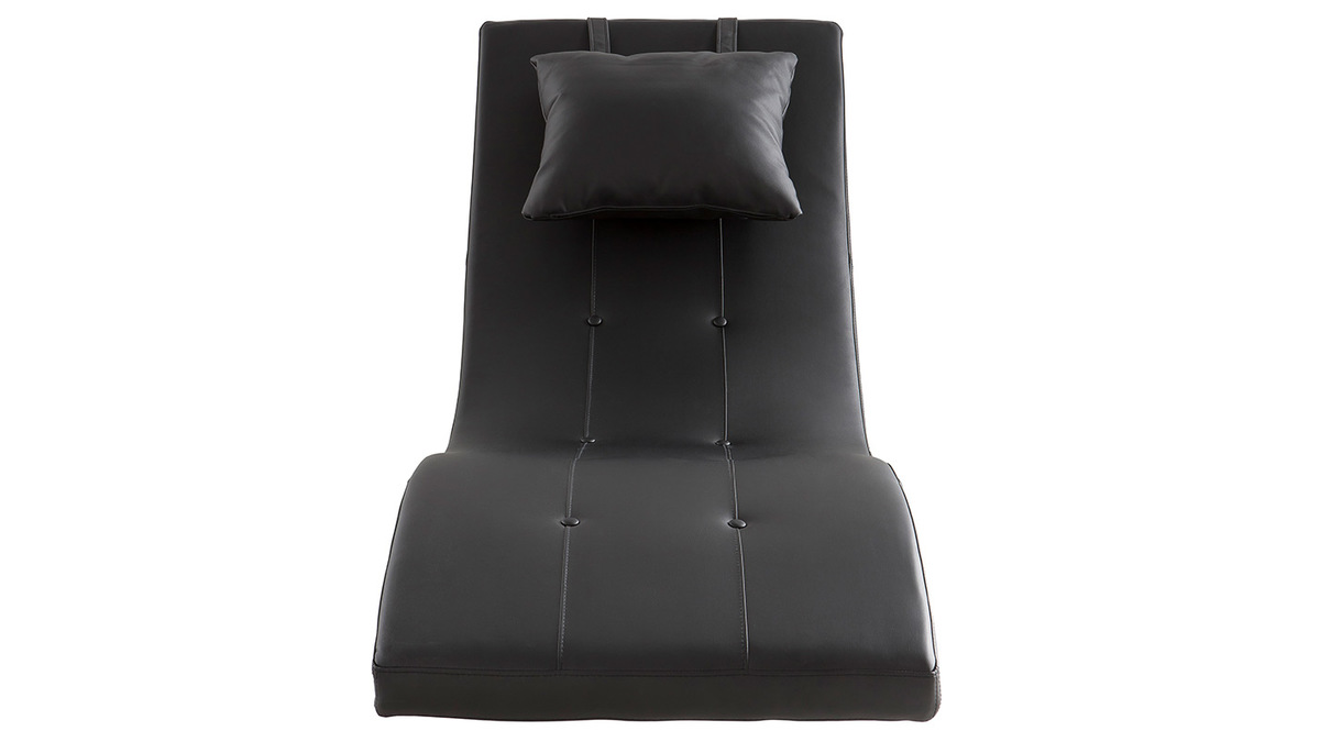 Chaise longue design noir et acier chrom  MONACO