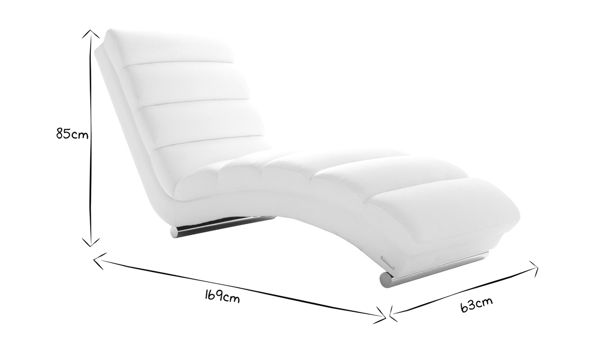 Chaise longue / fauteuil design blanc et acier chrom TAYLOR