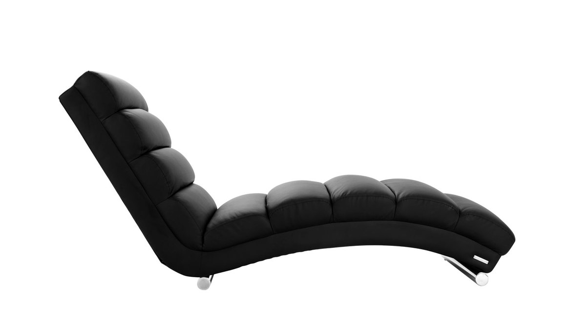Chaise longue / fauteuil design noir et acier chrom TAYLOR