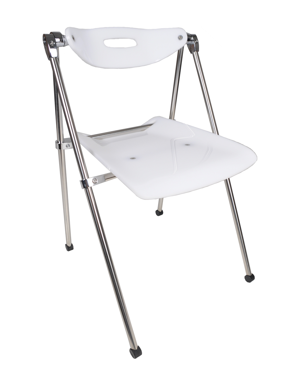 Chaise plexiglas pliante moderne blanc JULIE (lot de 4)