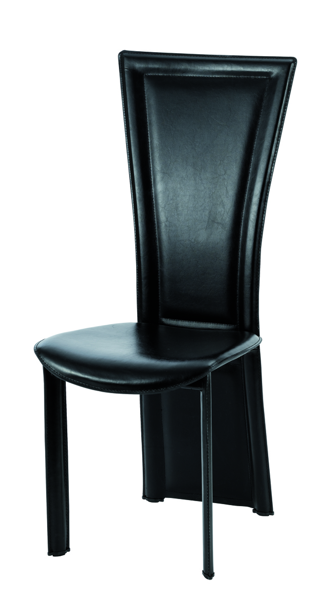 Chaises de cuisine / salle &agrave; manger noir en cuir recycl&eacute; JOANA (lot de 4)