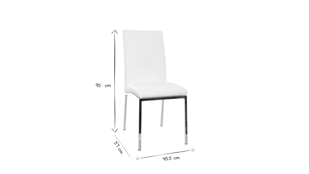 Chaises design blanc et acier chrom (lot de 2) SIMEA