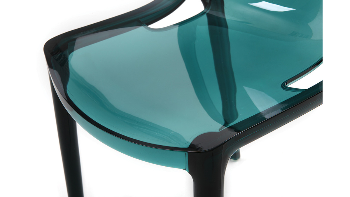 Chaises design empilables bleu ptrole transparent  intrieur - extrieur (lot de 2) YZEL