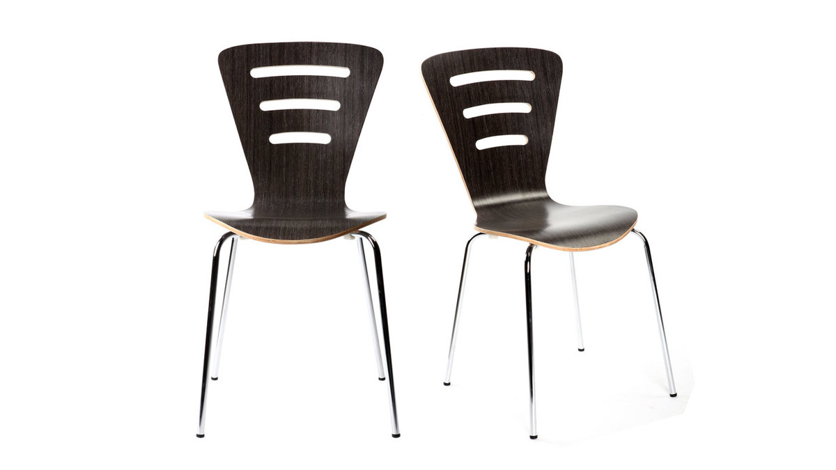 Chaises design empilables bois noir (lot de 2) LENA