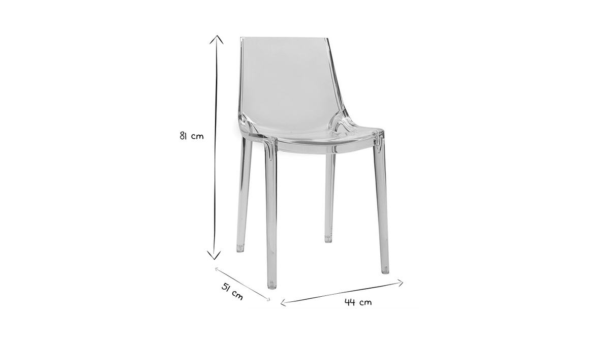 Chaises design empilables transparentes intrieur - extrieur (lot de 2) YZEL