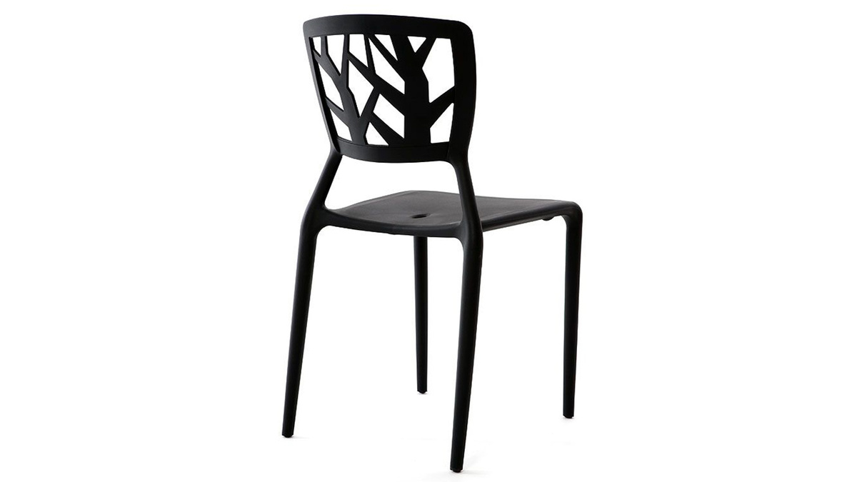 Chaises design noires empilables intrieur / extrieur (lot de 2) KATIA