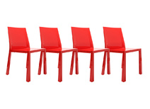 Chaises design rouges laqu&eacute;es en polycarbonate MONA (lot de 4) 