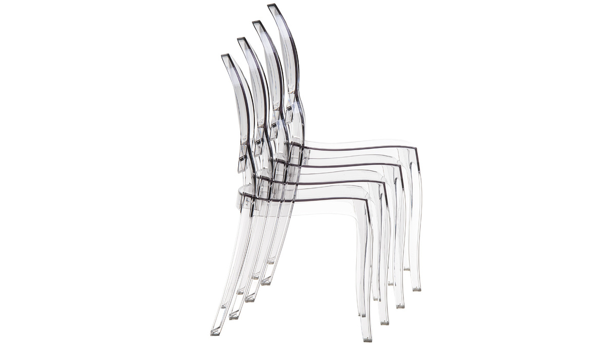 Chaises empilables design mdaillon transparente intrieur / extrieur - lot de 4 LOUISON