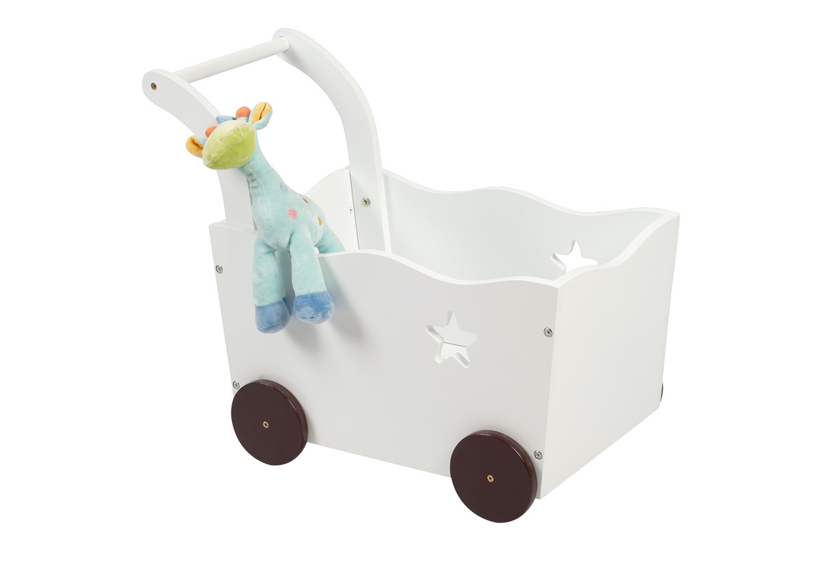 Coffre de rangement chariot enfant blanc ETOILE