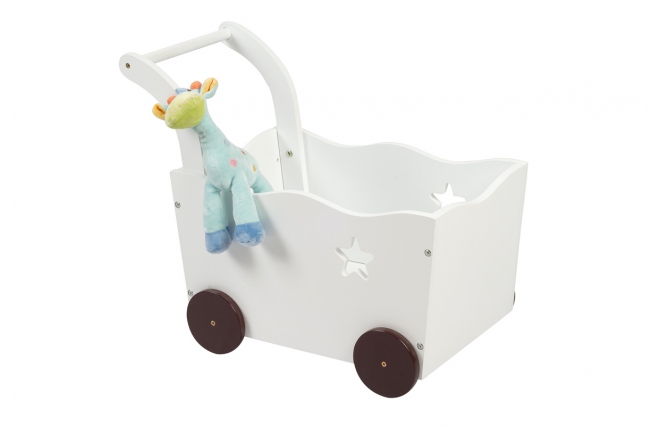Coffre de rangement chariot enfant blanc ETOILE
