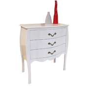 Commode 3 tiroirs style baroque LOUISA poign&eacute;es noires, coloris blanc image pub1