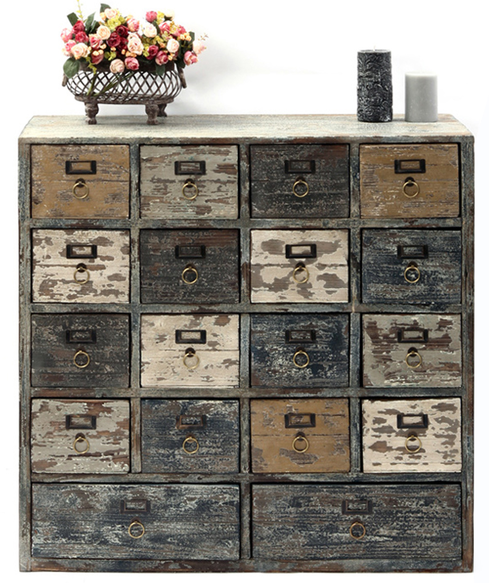 Commode bois industrielle 18 tiroirs OLIVER