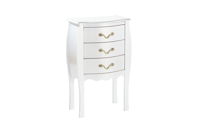 Commode / chevet baroque blanc 3 tiroirs - LOUISA