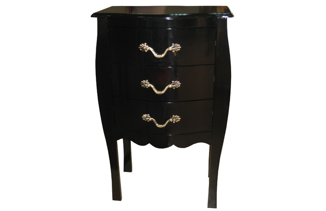 Commode / chevet baroque noir 3 tiroirs Louisa