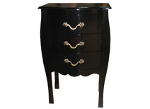 Commode / chevet baroque noir 3 tiroirs Louisa