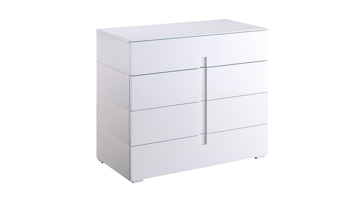 Commode design laque blanc 4 tiroirs TED