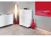 Commode design laqu&eacute;e blanche  5 tiroirs ELOA