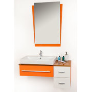 Conjunto de muebles de cuarto de ba&ntilde;o POP NARANJA: lavamanos, mueble debajo lavamanos, espejo image pub1