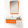 Conjunto de muebles de cuarto de ba&ntilde;o POP NARANJA: lavamanos, mueble debajo lavamanos, espejo image pub1