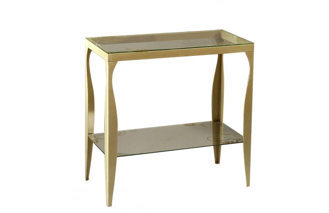 Console / buffet  en acier laqu&eacute; BAROCA - verre tremp&eacute; transparent  