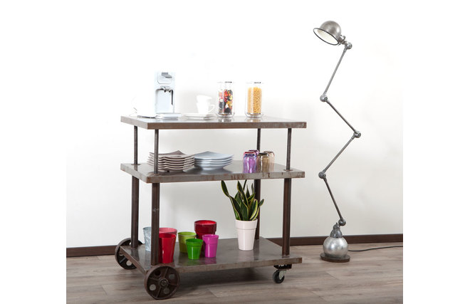 Console m&eacute;tal sur roulettes industrielle CHARIOT