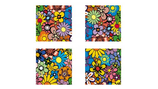 Ensemble de 4 tableaux design FULL FLOWERS image 1